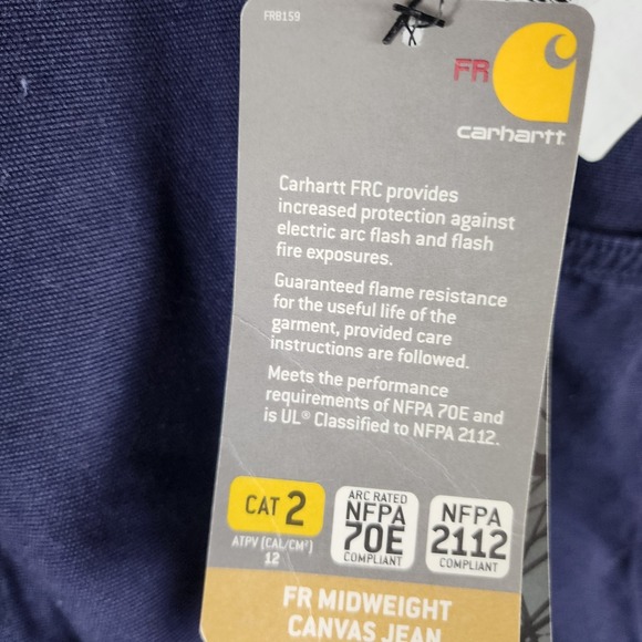 NWT Carhartt FRB159-DNY FR Canvas Jeans 42x34 Dark Navy Original Fit CAT2 ATPV12 - Picture 4 of 12